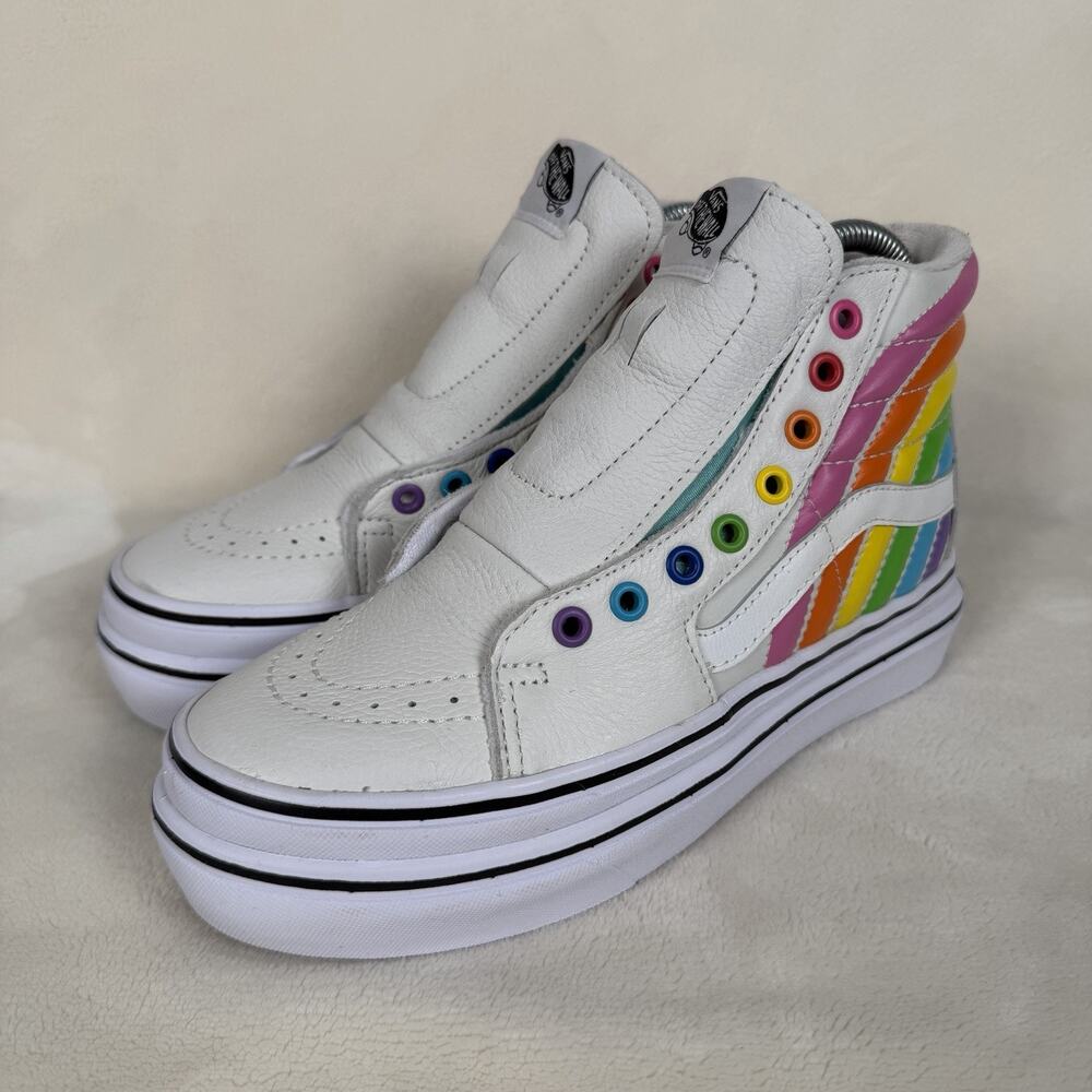 Size 7 - Flour Shop x Vans Super ComfyCush Sk8- High Rainbow